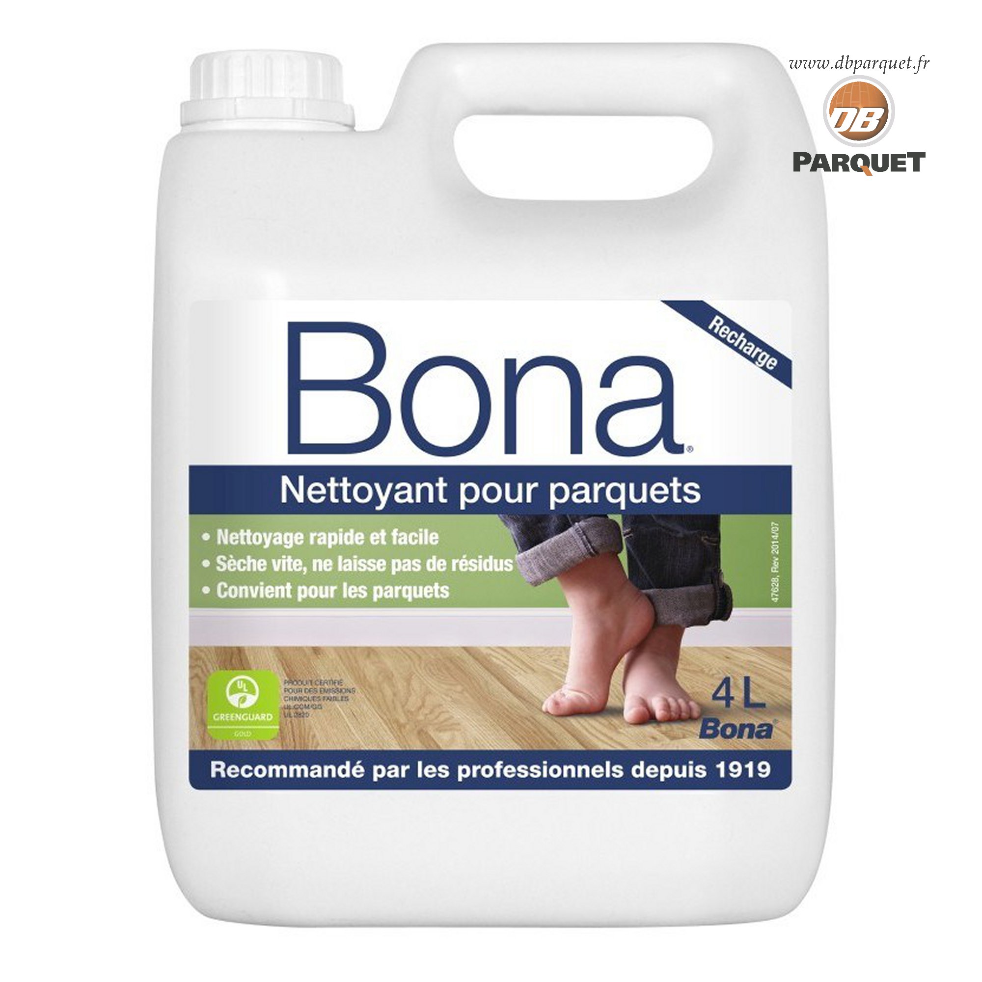 Nettoyant pour parquet verni Bona en recharge de 4L